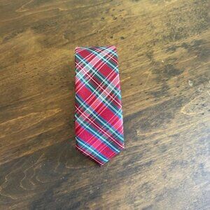 Tommy Hilfiger Boys Tartan Necktie, Red and Green- Holiday Tie